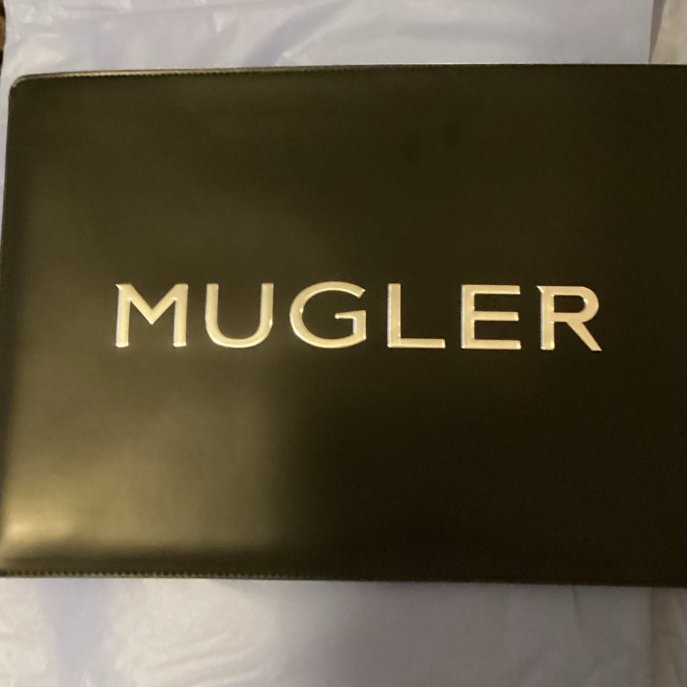 Mugler Black and Silver Logo Laptop Pouch